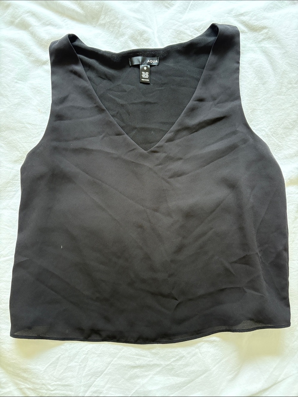 AQUA Black Sleeveless Crepe  Top
